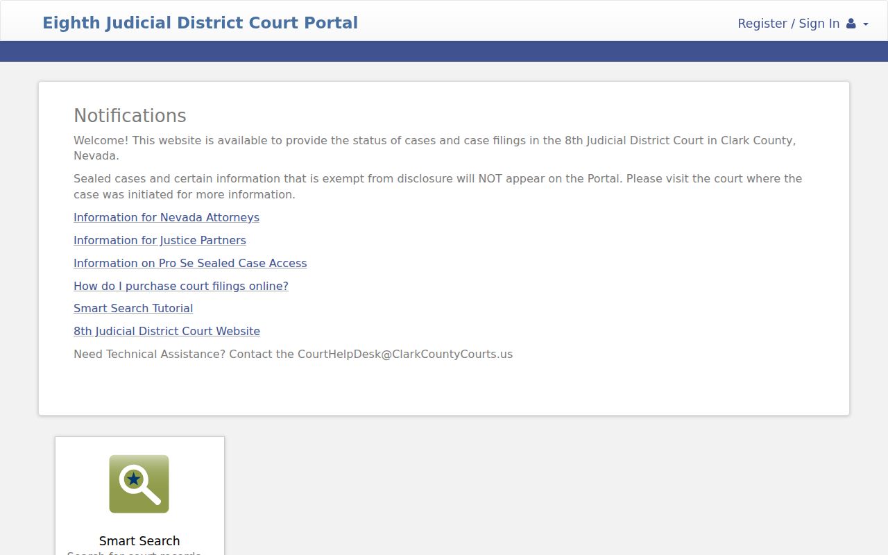 Las Vegas people search by party in District Court Smart Search