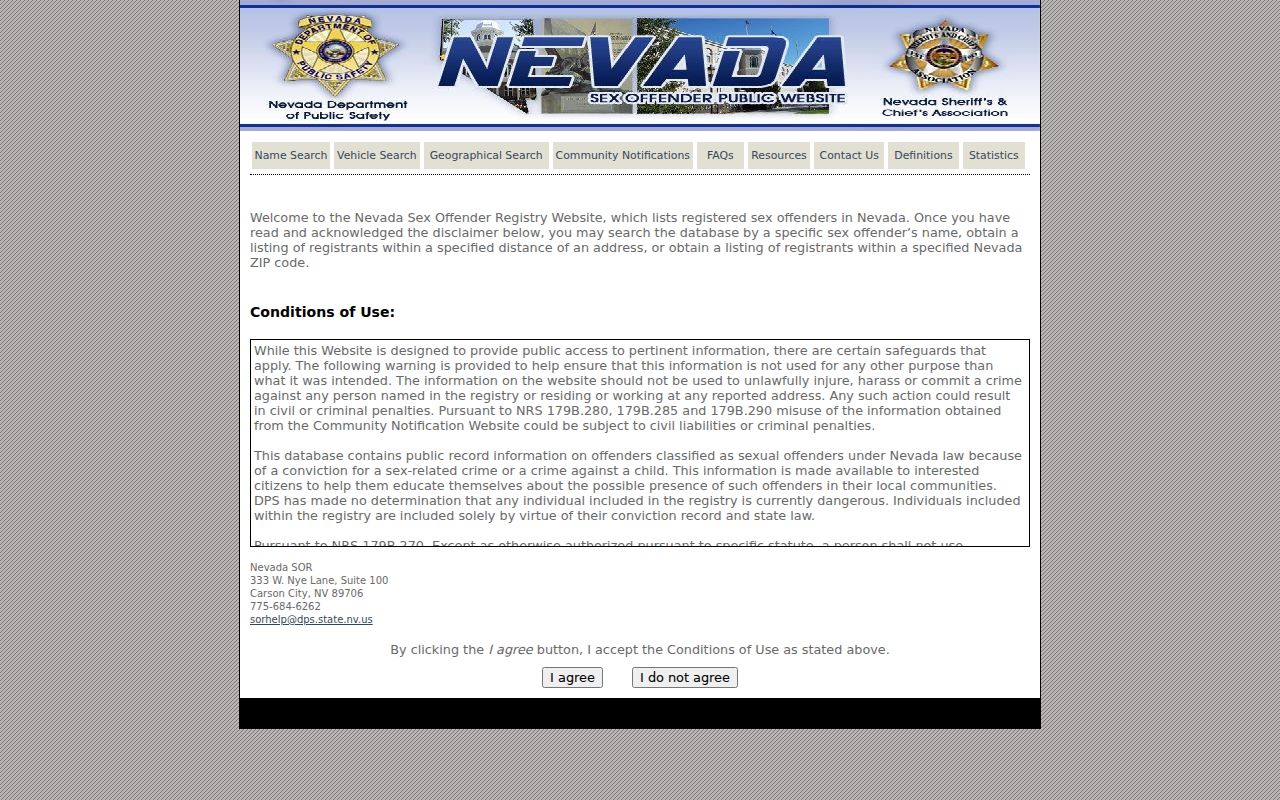 Las Vegas people search using the Nevada sex offender registry