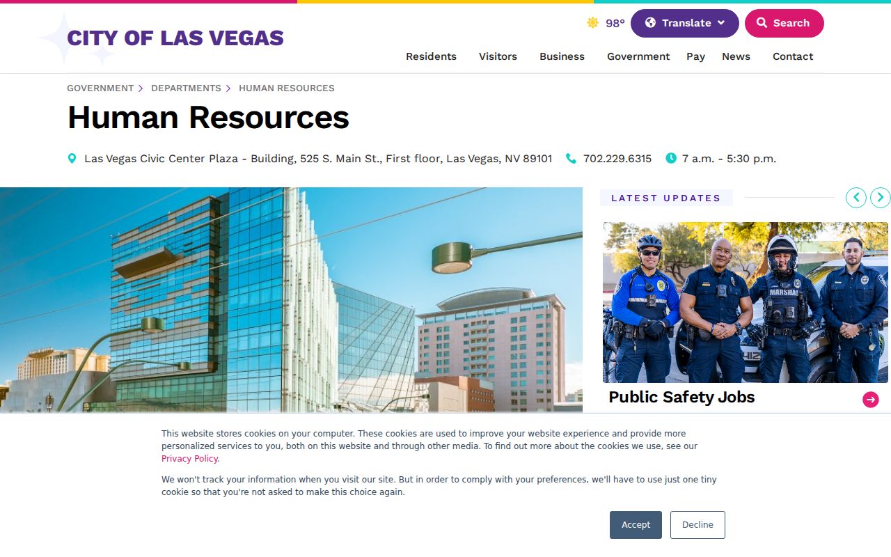 Las Vegas people directories City Employee Directory page