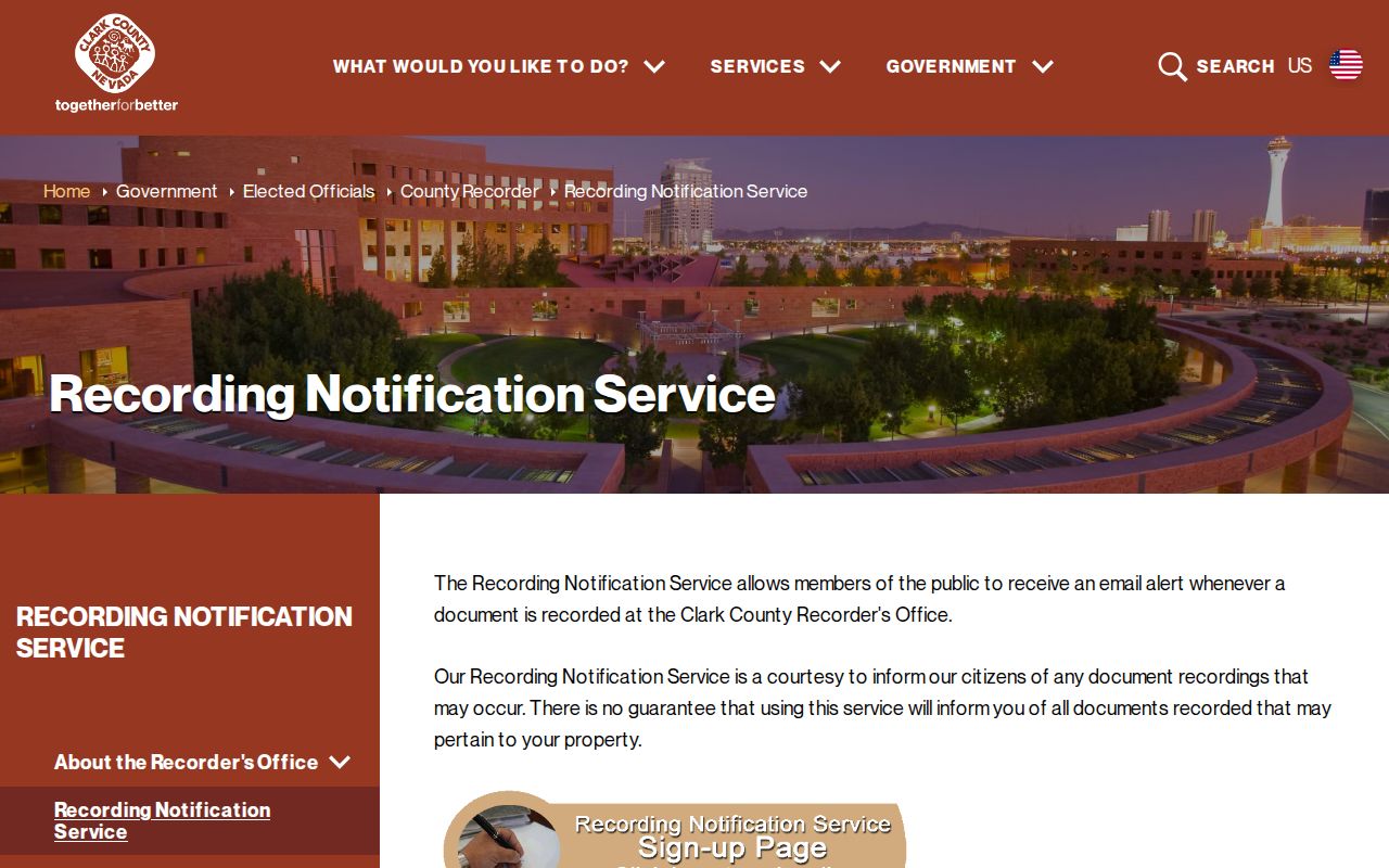 Las Vegas open records Recording Notification Service enrollment